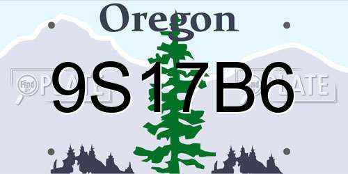 9S17B6 Oregon License Plate