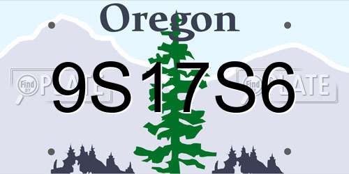 9S17S6 Oregon License Plate