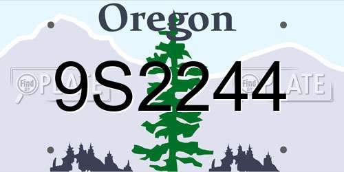 9S2244 Oregon License Plate