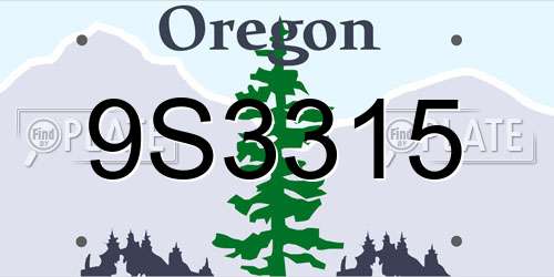 9S3315 Oregon License Plate