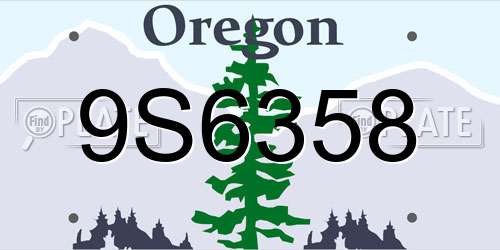 9S6358 Oregon License Plate