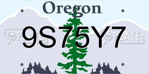 9S75Y7 Oregon License Plate