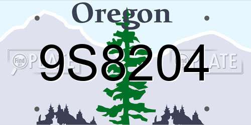 9S8204 Oregon License Plate