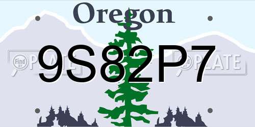 9S82P7 Oregon License Plate