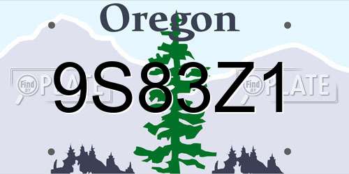9S83Z1 Oregon License Plate