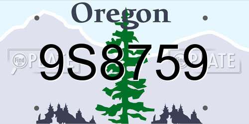 9S8759 Oregon License Plate