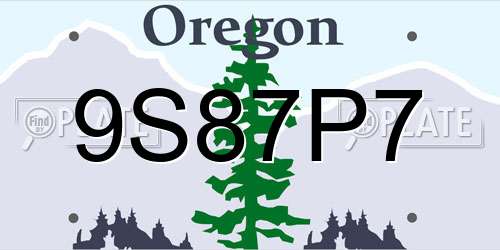9S87P7 Oregon License Plate