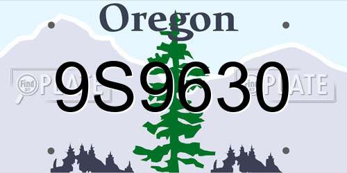 9S9630 Oregon License Plate