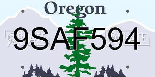 9SAF594 Oregon License Plate