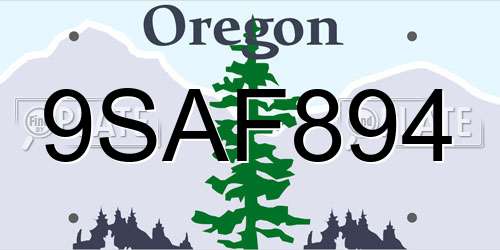 9SAF894 Oregon License Plate