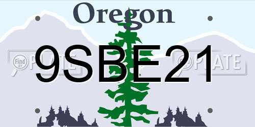 9SBE21 Oregon License Plate