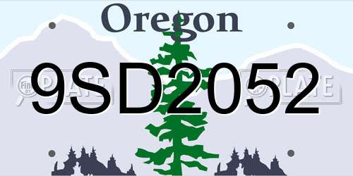 9SD2052 Oregon License Plate