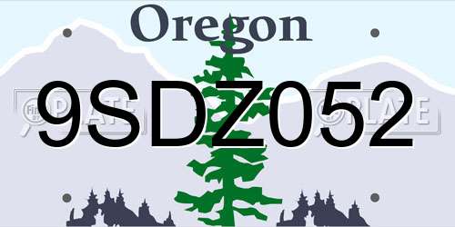 9SDZ052 Oregon License Plate