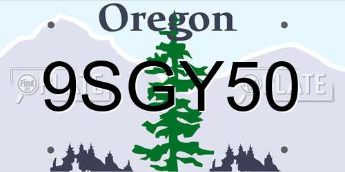 9SGY50 Oregon License Plate