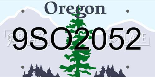 9SO2052 Oregon License Plate
