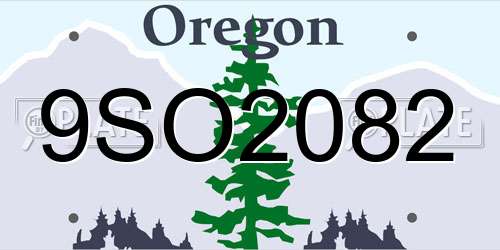 9SO2082 Oregon License Plate