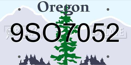 9SO7052 Oregon License Plate