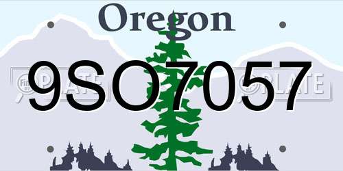 9SO7057 Oregon License Plate