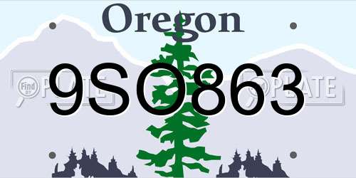 9SO863 Oregon License Plate