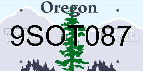 9SOT087 Oregon License Plate