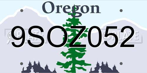 9SOZ052 Oregon License Plate