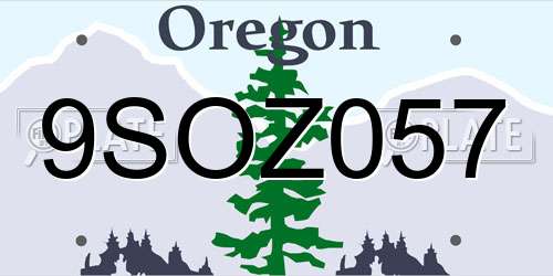 9SOZ057 Oregon License Plate