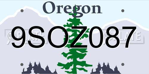 9SOZ087 Oregon License Plate
