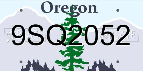 9SQ2052 Oregon License Plate