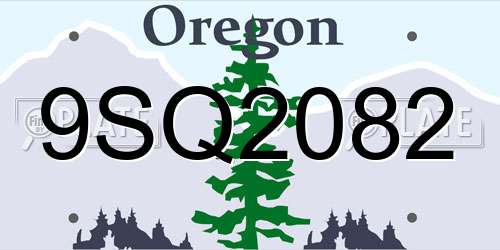9SQ2082 Oregon License Plate