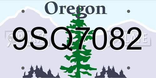 9SQ7082 Oregon License Plate