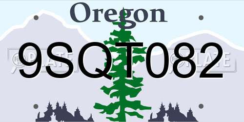 9SQT082 Oregon License Plate