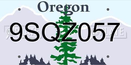 9SQZ057 Oregon License Plate
