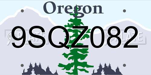 9SQZ082 Oregon License Plate