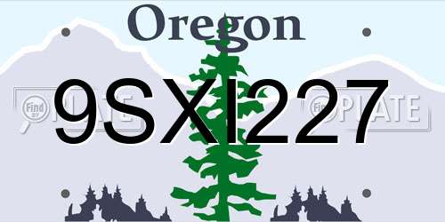 9SXI227 Oregon License Plate