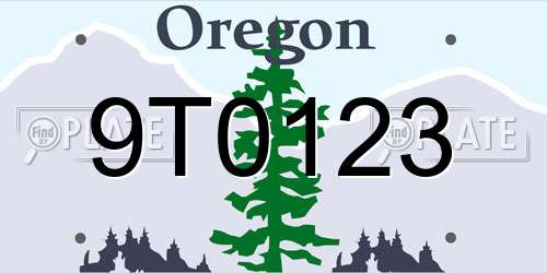 9T0123 Oregon License Plate