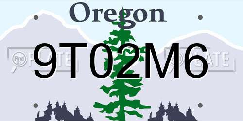 9T02M6 Oregon License Plate