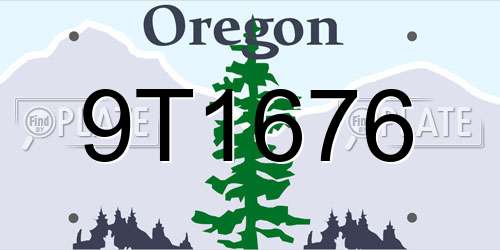 9T1676 Oregon License Plate