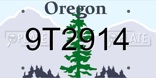 9T2914 Oregon License Plate