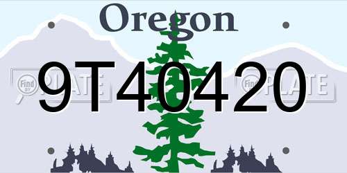 9T40420 Oregon License Plate
