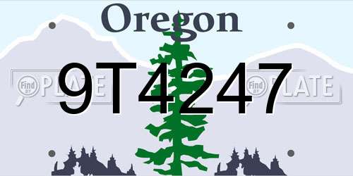 9T4247 Oregon License Plate
