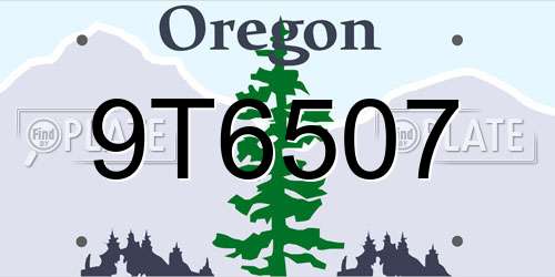 9T6507 Oregon License Plate
