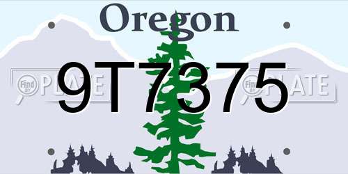 9T7375 Oregon License Plate