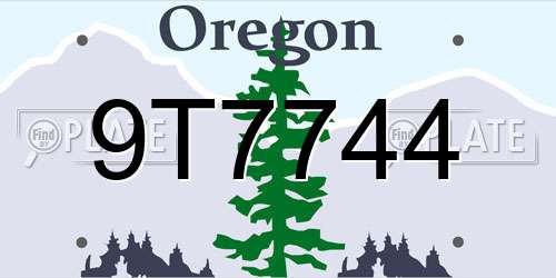 9T7744 Oregon License Plate