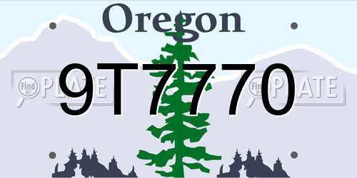 9T7770 Oregon License Plate
