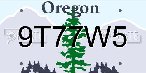 9T77W5 Oregon License Plate