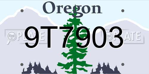 9T7903 Oregon License Plate