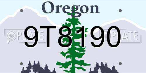9T8190 Oregon License Plate