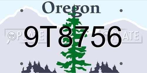 9T8756 Oregon License Plate