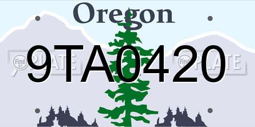 9TA0420 Oregon License Plate