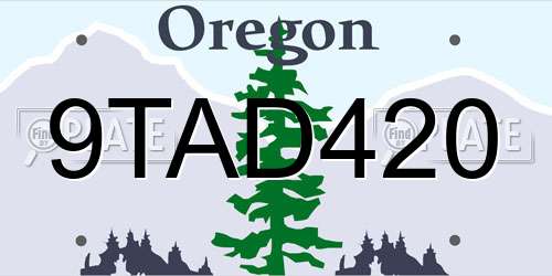 9TAD420 Oregon License Plate